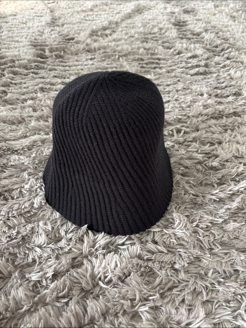 Anthropologie Black Ribbed Knit Beanie Hat NWT